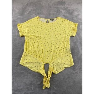 Buffalo David Bitton Womens‎ Yellow Tie Front Abstract Print Blouse Medium M